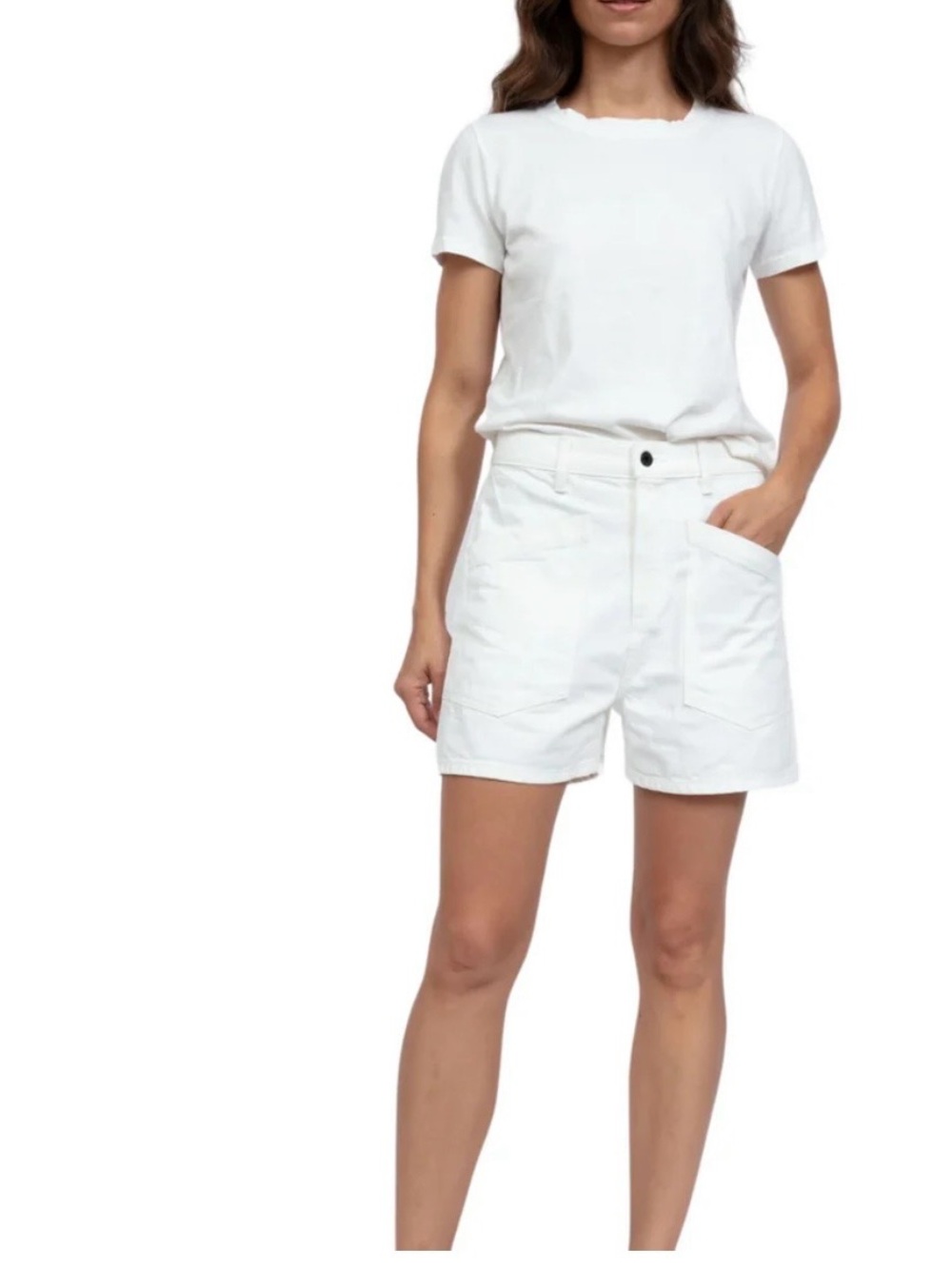 ASKK NY VIRGINIA SHORT IN IVORY size 24 like new designer 100% cotton denim